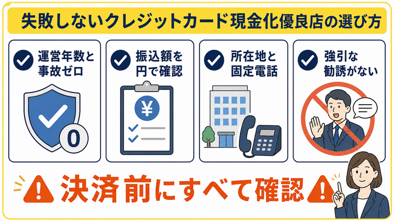 失敗しないクレジットカード現金化優良店の選び方