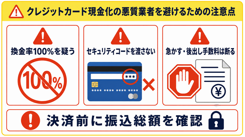 クレジットカード現金化の悪質業者を避けるための注意点
