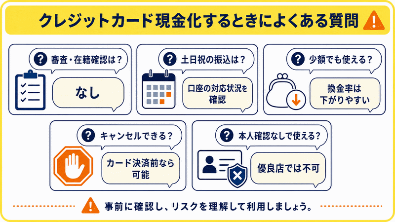 クレジットカード現金化するときによくある質問